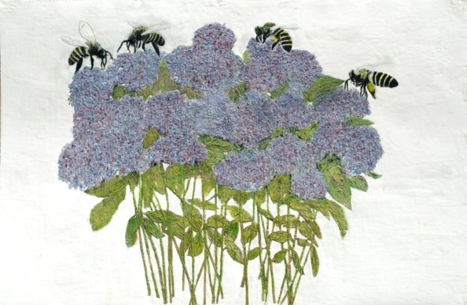 Bienen auf Hortensie 2